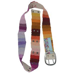 New Jenny Krauss Waist Belt Warm Multicolor Buckle Embroidered Wool Peru S M L